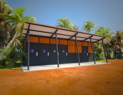 Capricorn 7 Standard Toilet Building with Cedar and Monument colour scheme
